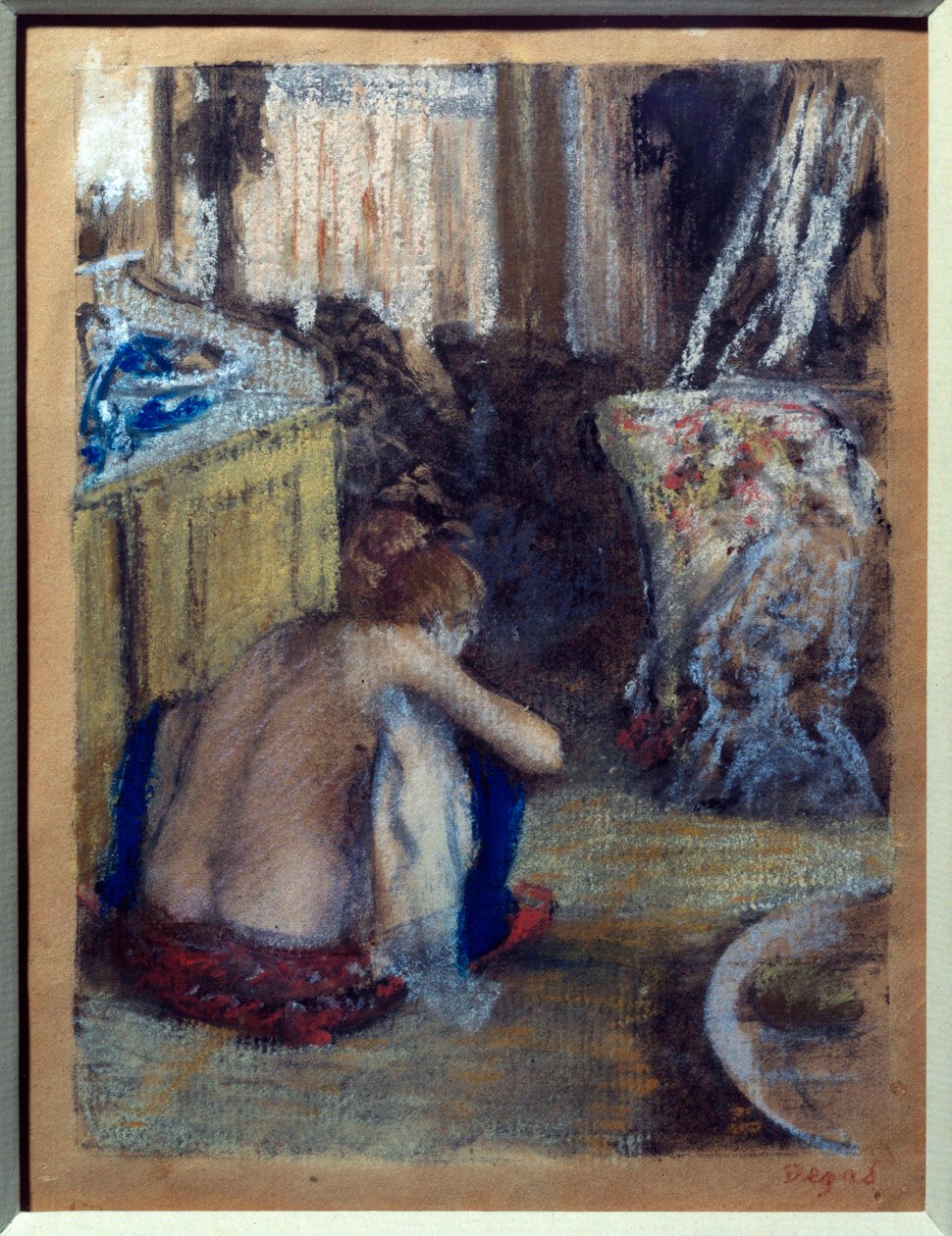 Hockende Frau. Pastell auf Monotypie von Edgar Degas (1834-1917) 1877 Paris, Musée d