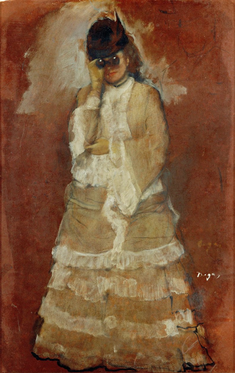 Frau mit Fernglas von Edgar Degas