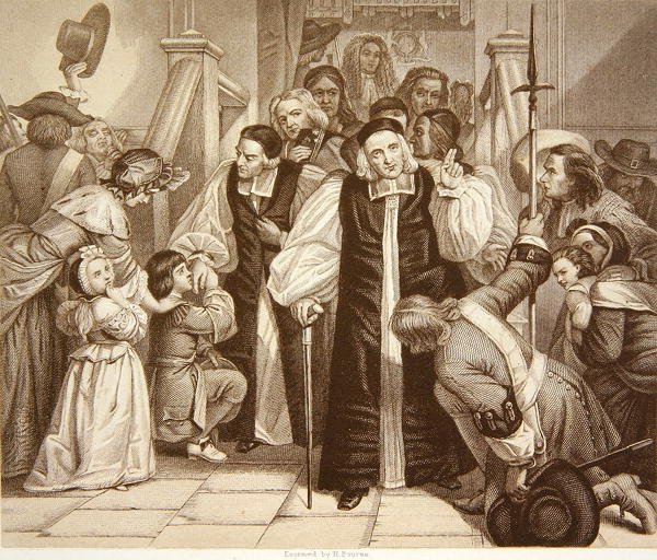 Die Freilassung von sieben Bischöfen nach ihrem Prozess in der Westminster Hall, 29. Juni 1688, graviert von H. Bourne von Edgar Melville (after) Ward