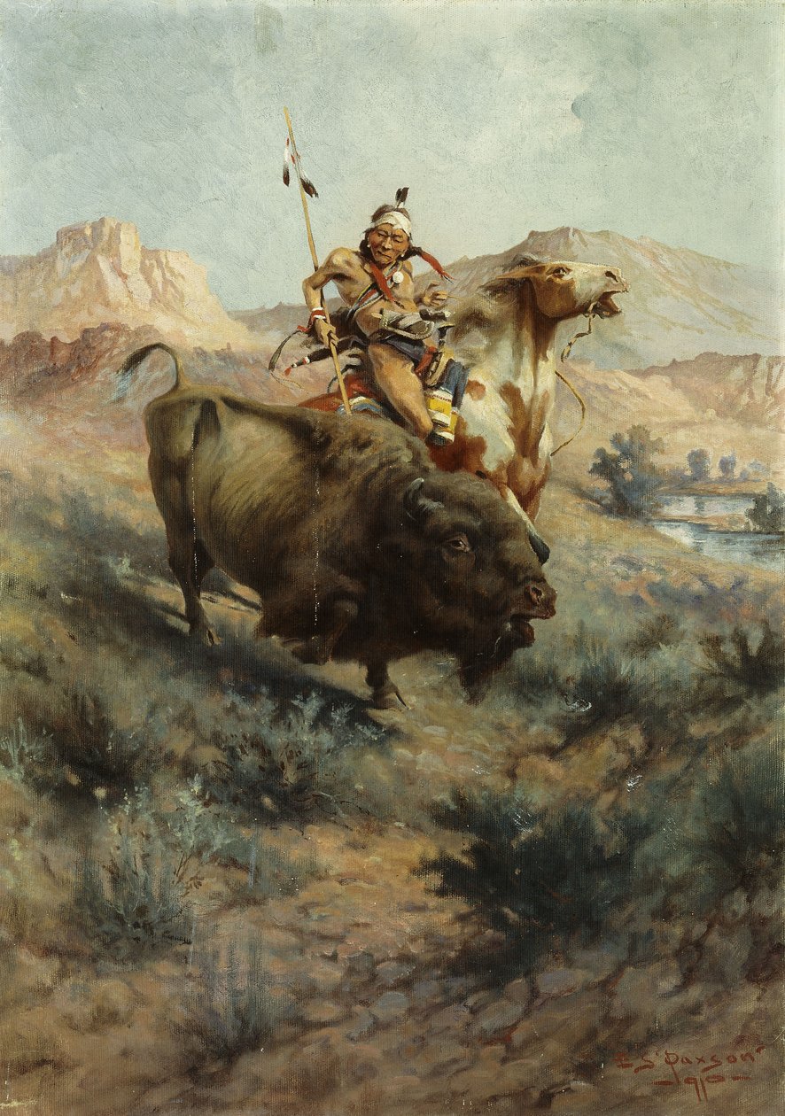 Indianer und Büffel von Edgar Samuel Paxson