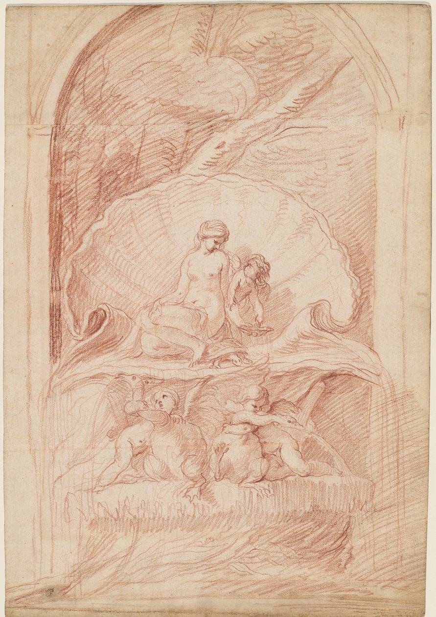 Rokoko-Brunnen mit Venus, Amorini und Schwänen von Edmé Bouchardon