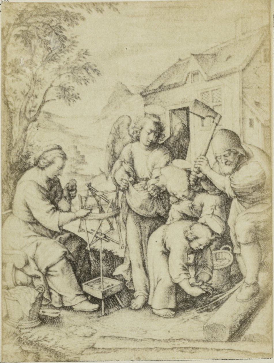 Fotoreproduktion der Gravur Les copeaux von Hieronymus Wierix von Edmond Fierlants