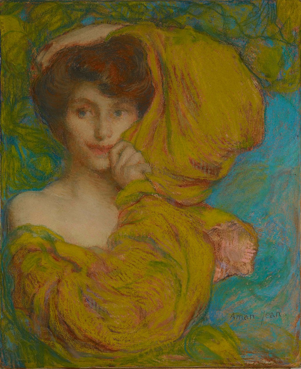 Junge Frau mit gelbem Schal, ca. 1900 von Edmond François Aman Jean