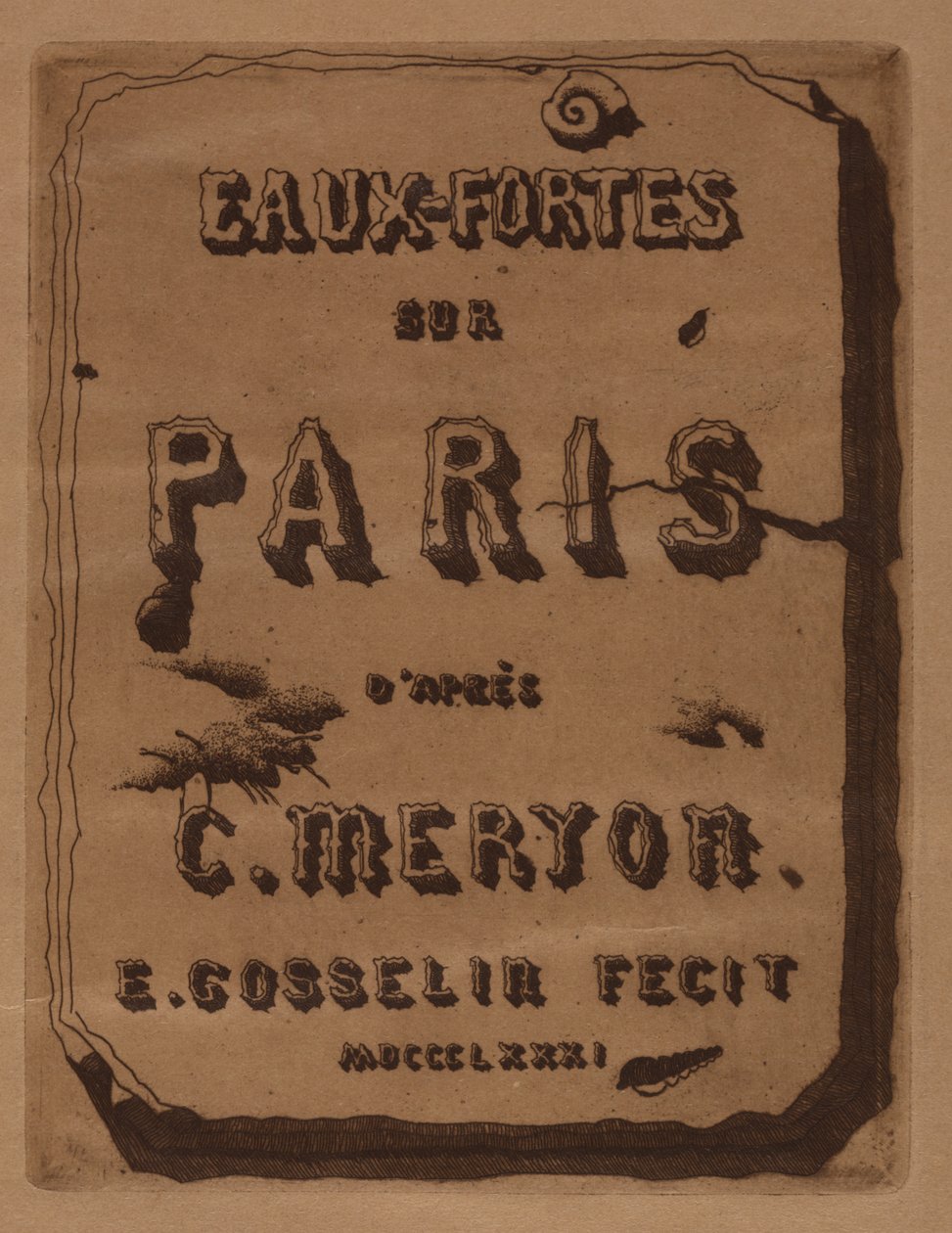 Titel der Radierungen über Paris: Umschlag, 1871 von Edmond Gosselin