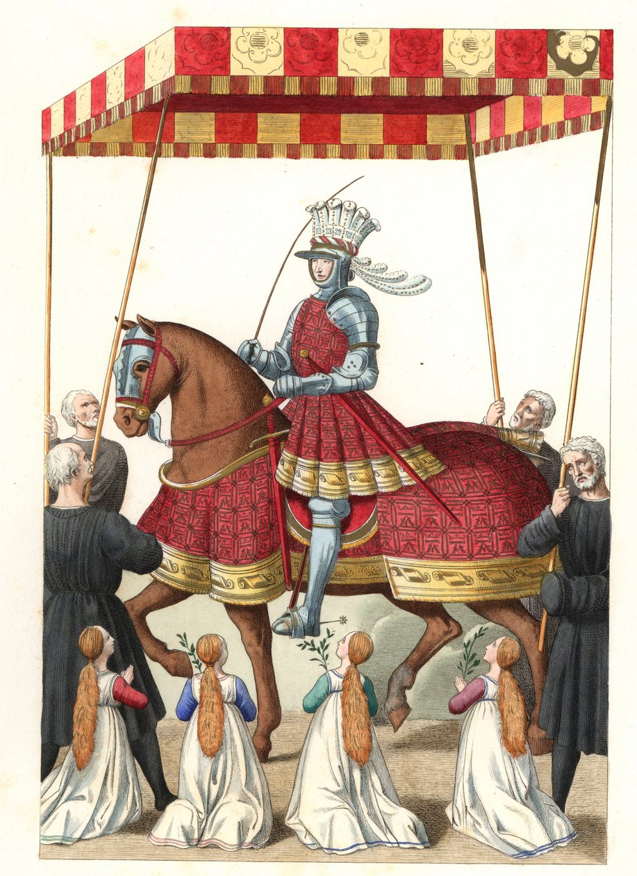 König Ludwig XII. von Frankreich (1462-1515), nach einer Miniatur von Jean Marot (oder Desmarets, ca. 1450-ca. 1526) - Lithographie nach einer Illustration von Edmond Lechevallier-Chevignard (1825-1902), aus 