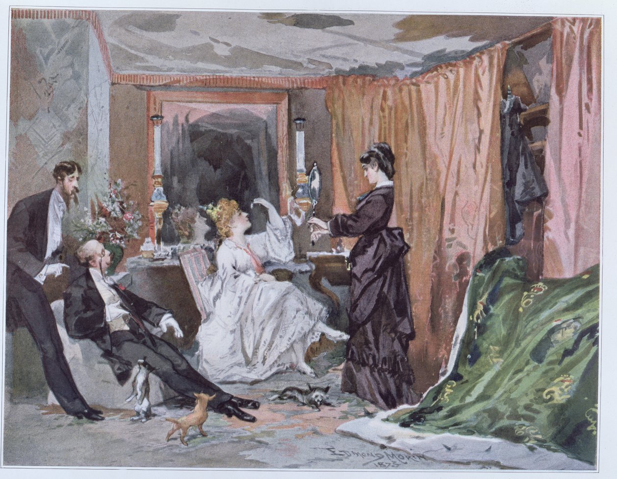 Das Ankleidezimmer von Hortense Schneider (1833-1920) im Théâtre des Variétés, 1873 von Edmond Morin