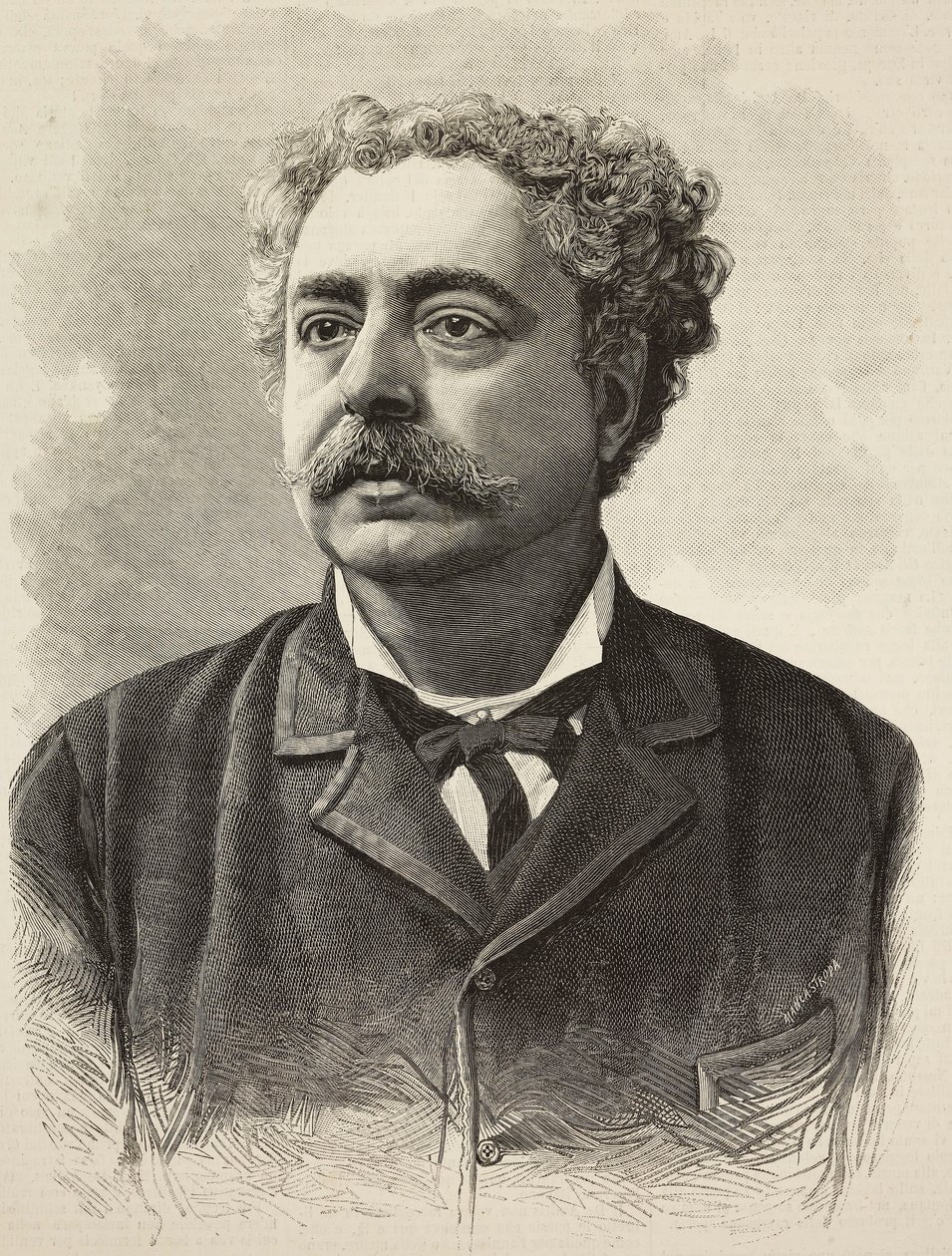 Porträt von Edmondo De Amicis (1846-1908), italienischer Autor, Gravur von E Mancastroppa nach einem Foto von Schemboche aus L