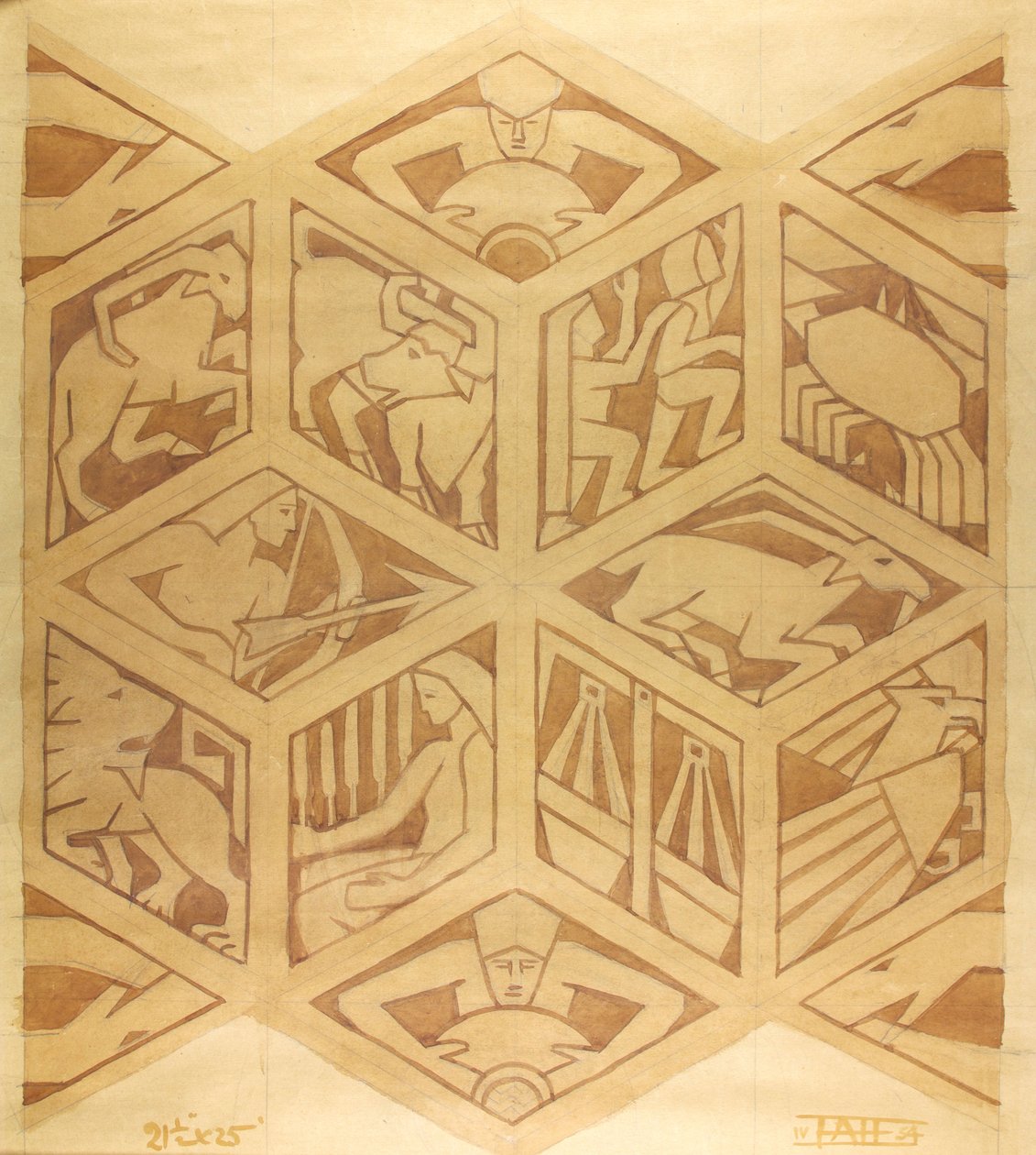 Tierkreiszeichen - Art Deco, April 1934 von Edmund Hunter