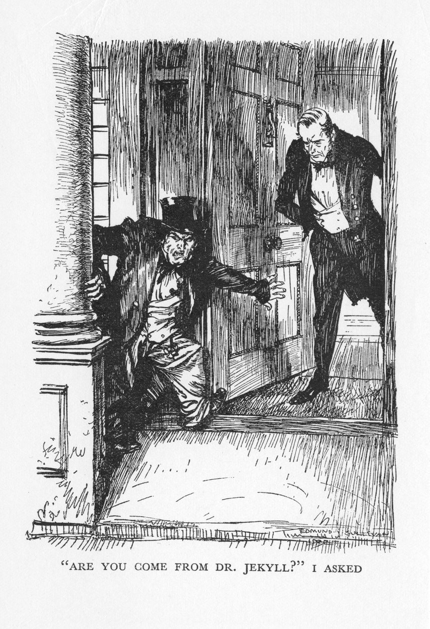 Szene aus Der seltsame Fall des Dr. Jekyll und Mr. Hyde von Robert Louis Stevenson, 1927 von Edmund Joseph Sullivan