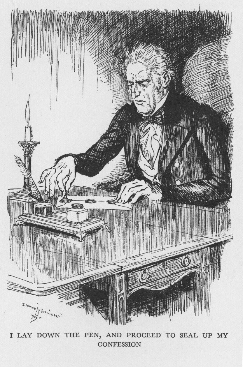 Szene aus Der seltsame Fall des Dr. Jekyll und Mr. Hyde von Robert Louis Stevenson, 1927 von Edmund Joseph Sullivan