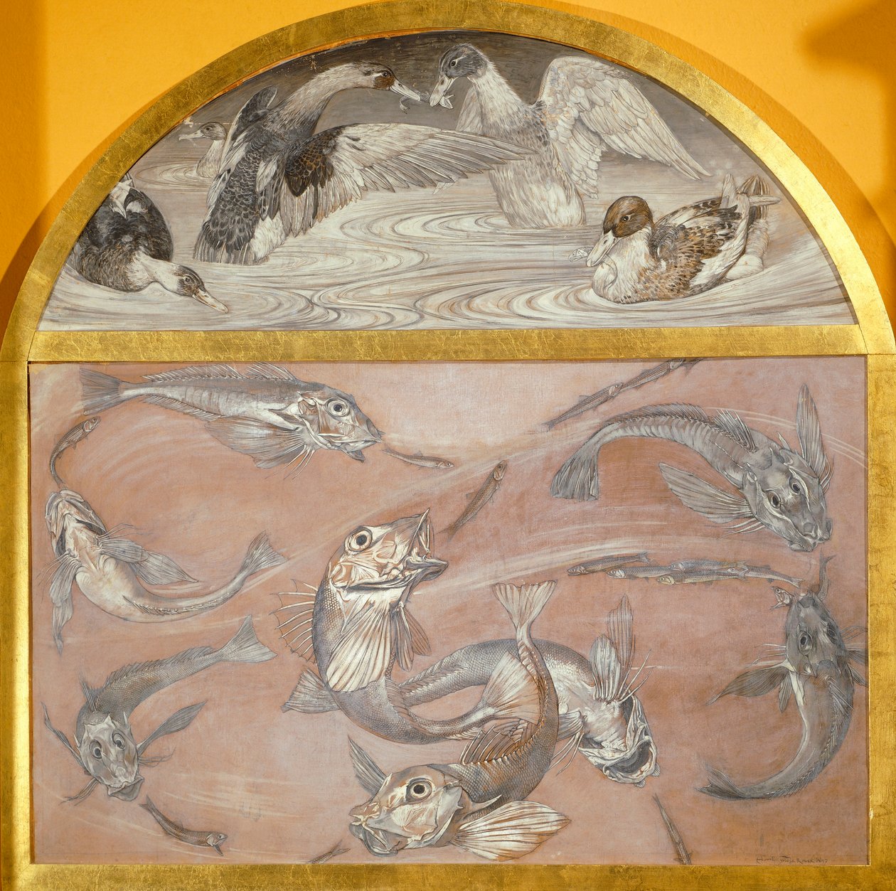 Diptychon mit Fischen und Enten im Teich von Edoardo Gioja