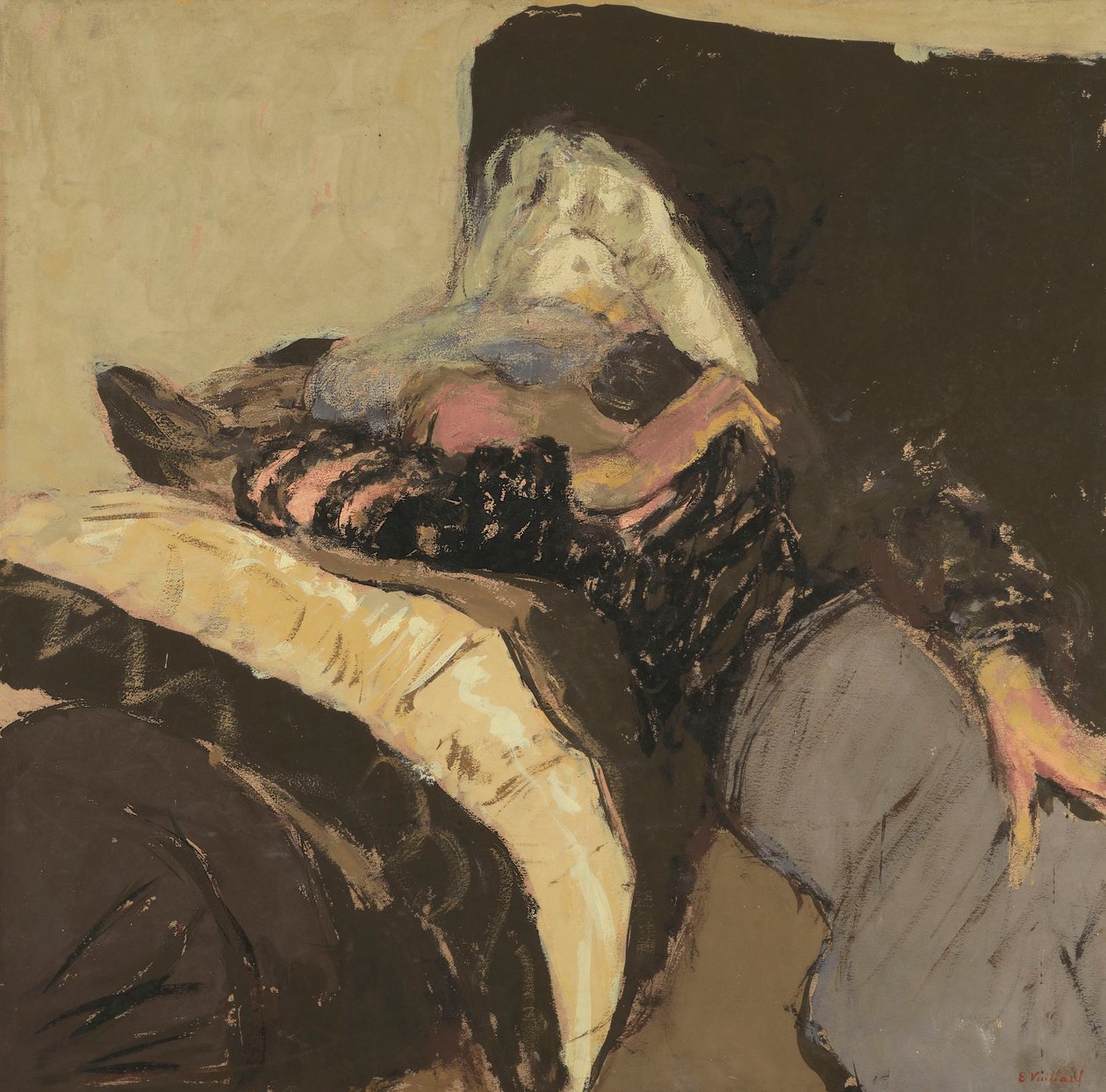 Lucy Hessel schläft auf einem Sofa von Edouard Vuillard
