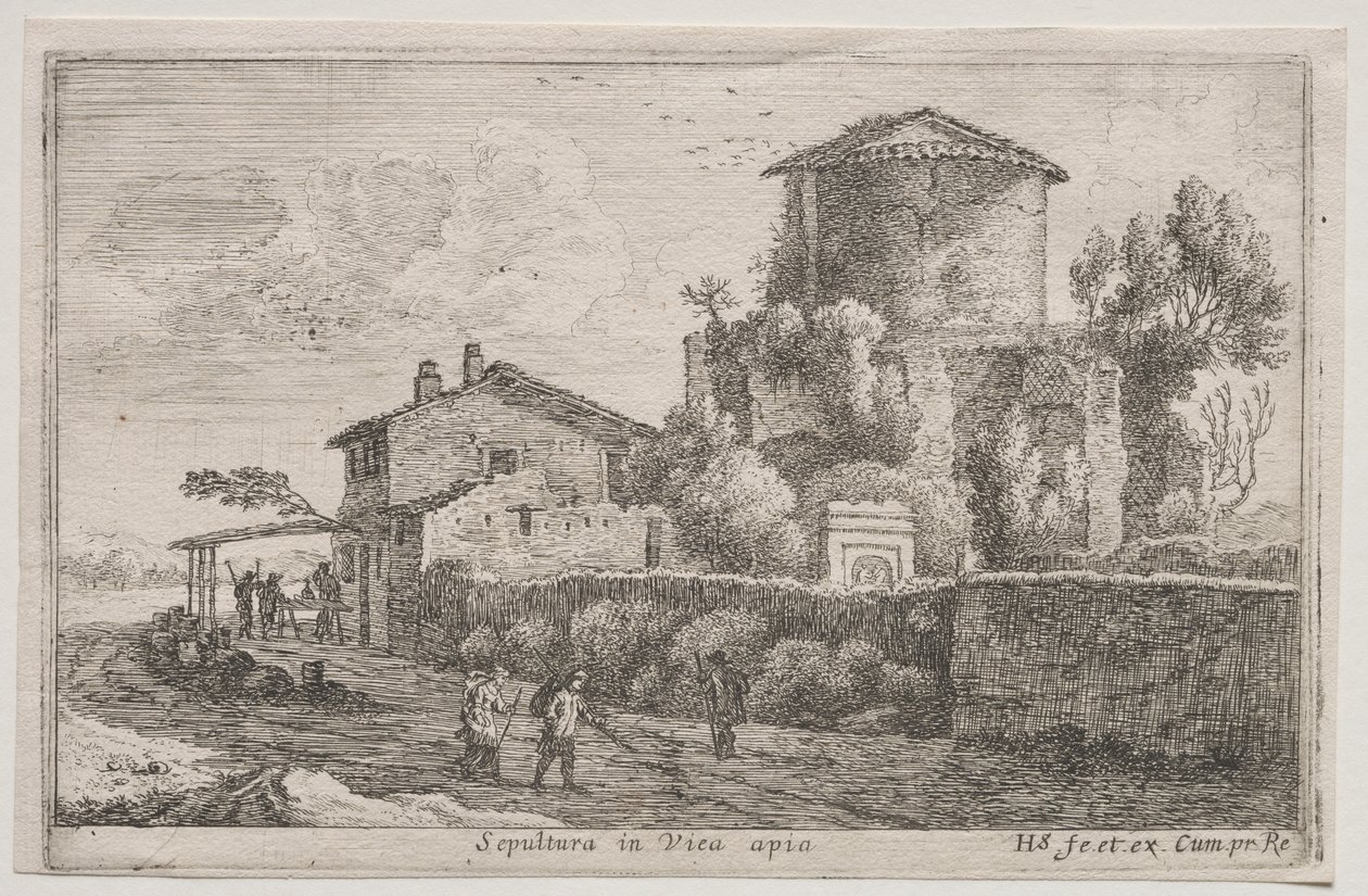 Verschiedene Ansichten in und um Rom: Grab entlang der Via Appia von Édouard Baldus