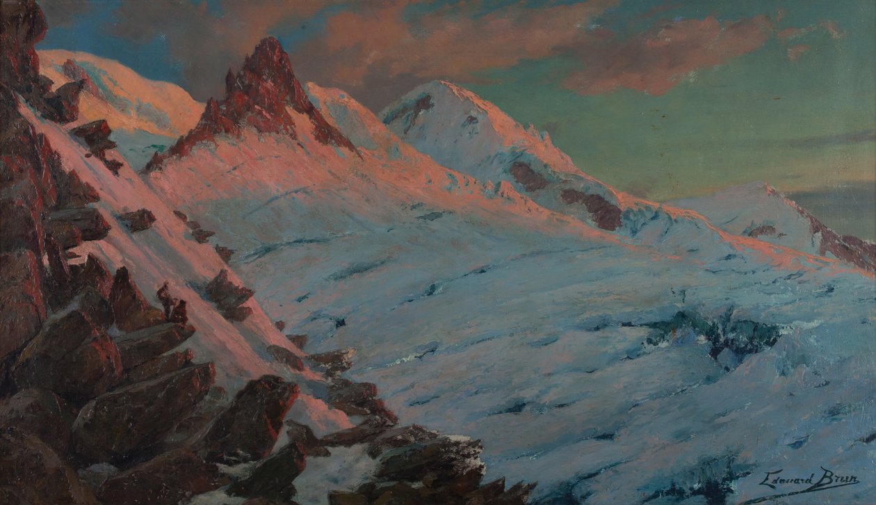 Zwei Bergsteiger, die in Les Grands Mulets ankommen (Mont-Blanc-Massiv) von Edouard Brun