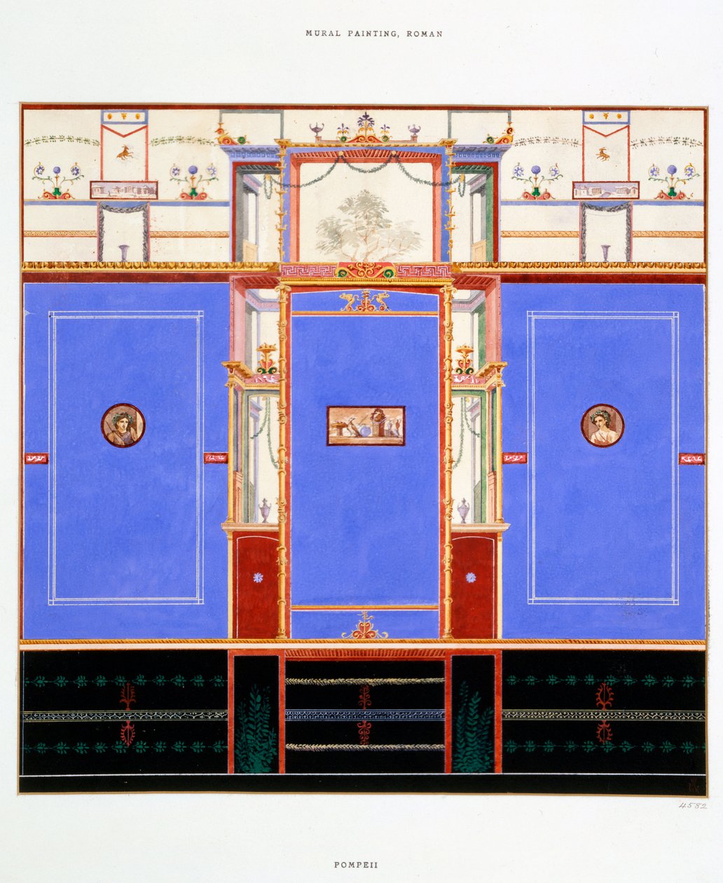 Wanddekoration, Haus der Dioskuren, Pompeji von Edouard Clerievanse