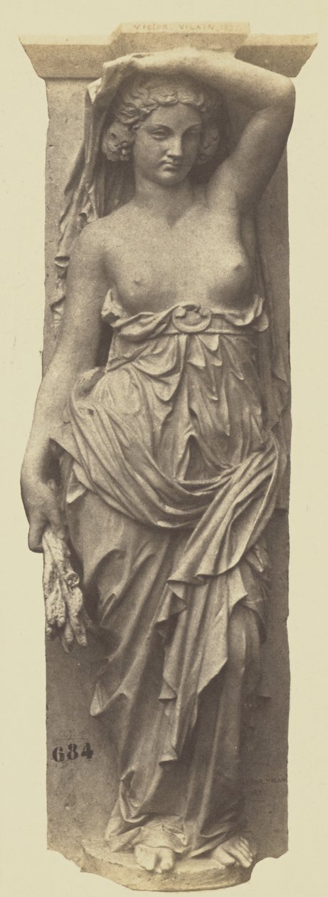 Karyatide von Victor Vilain, Dekoration des Louvre, Paris von Edouard Denis Baldus