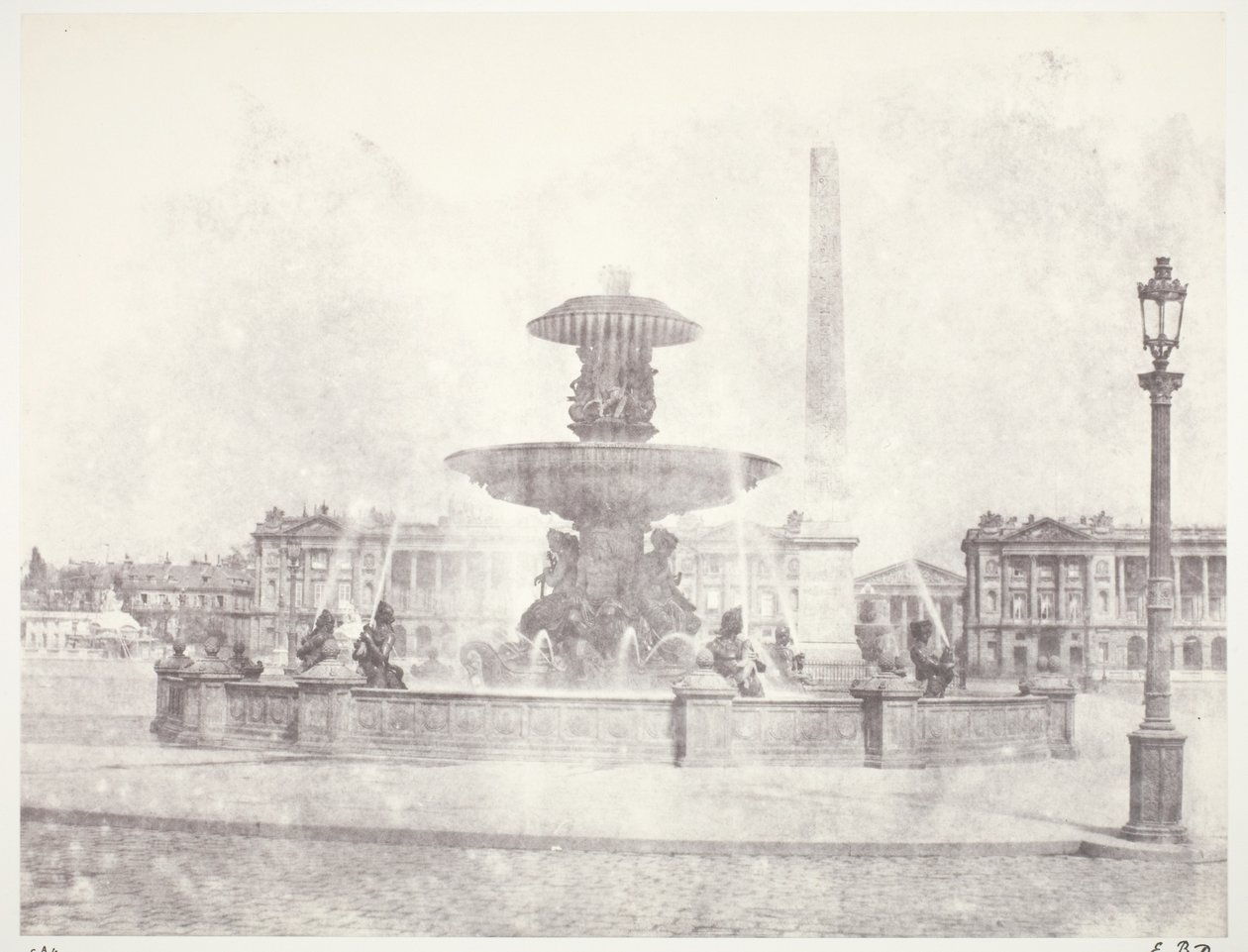 Fontaine, Place de la Concorde, Paris von Edouard Denis Baldus