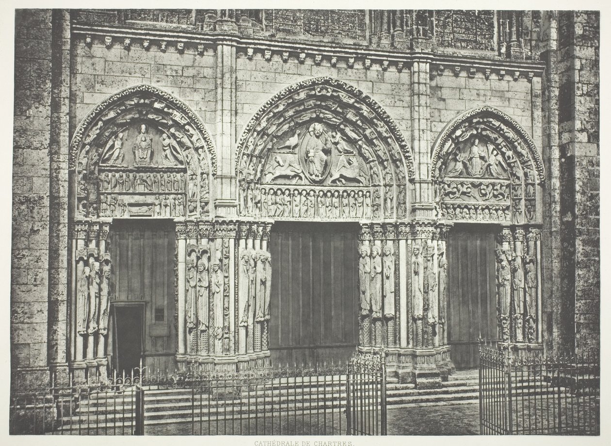 Hauptportal der Kathedrale von Chartres von Edouard Denis Baldus