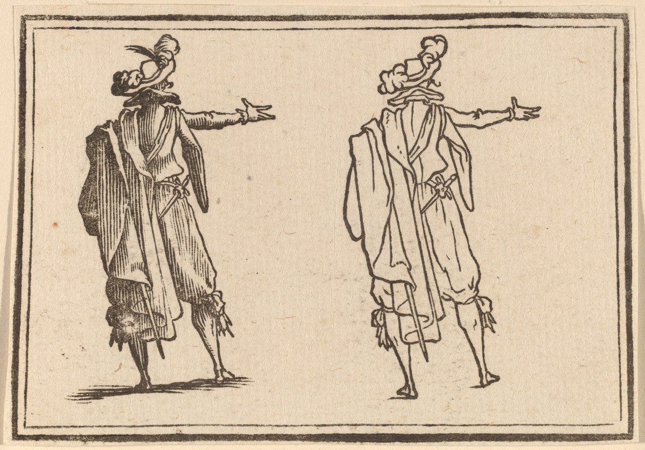 Mann von hinten gesehen mit ausgestrecktem rechten Arm von Edouard Eckman after Jacques Callot