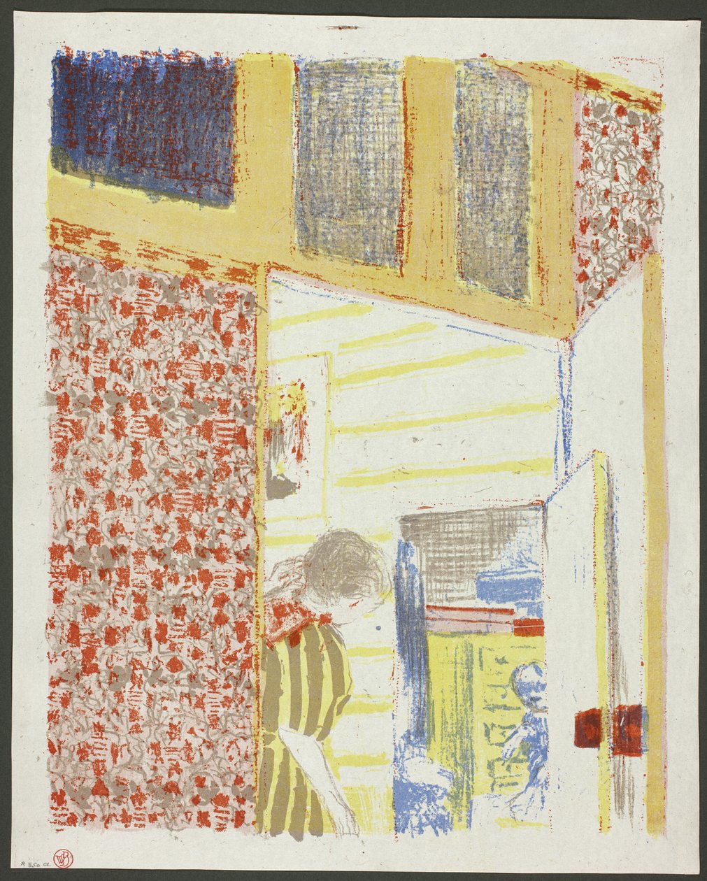 Innenraum mit rosa Tapete III, Platte sieben aus Landschaften und Innenräume von Édouard Jean Vuillard