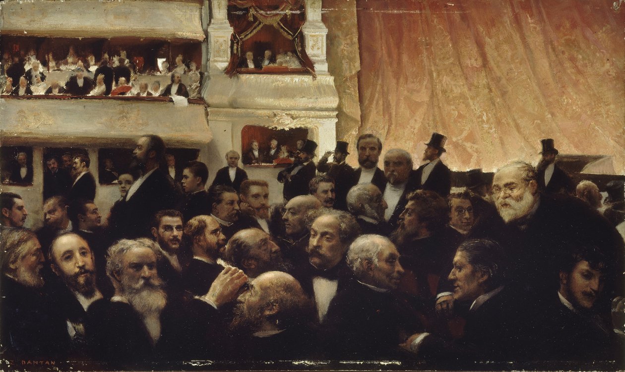 Entracte einer Premiere an der Comédie-Française, 1885 von Edouard Joseph Dantan