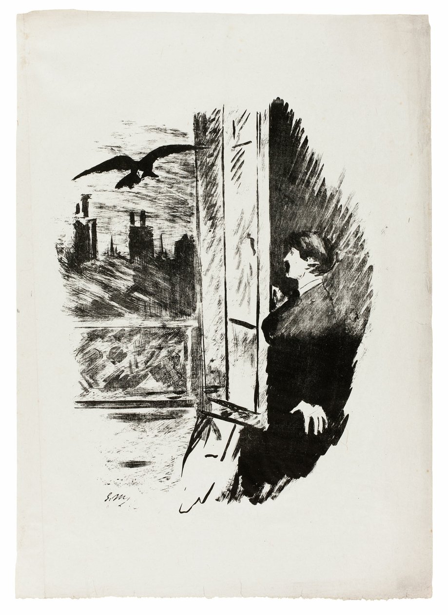 Am Fenster ("Hier öffnete ich den Fensterladen..."), aus Der Rabe (Le Corbeau) von Édouard Manet