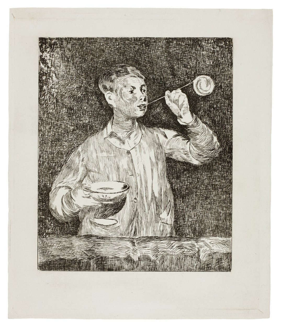 Junge, der Seifenblasen bläst von Édouard Manet