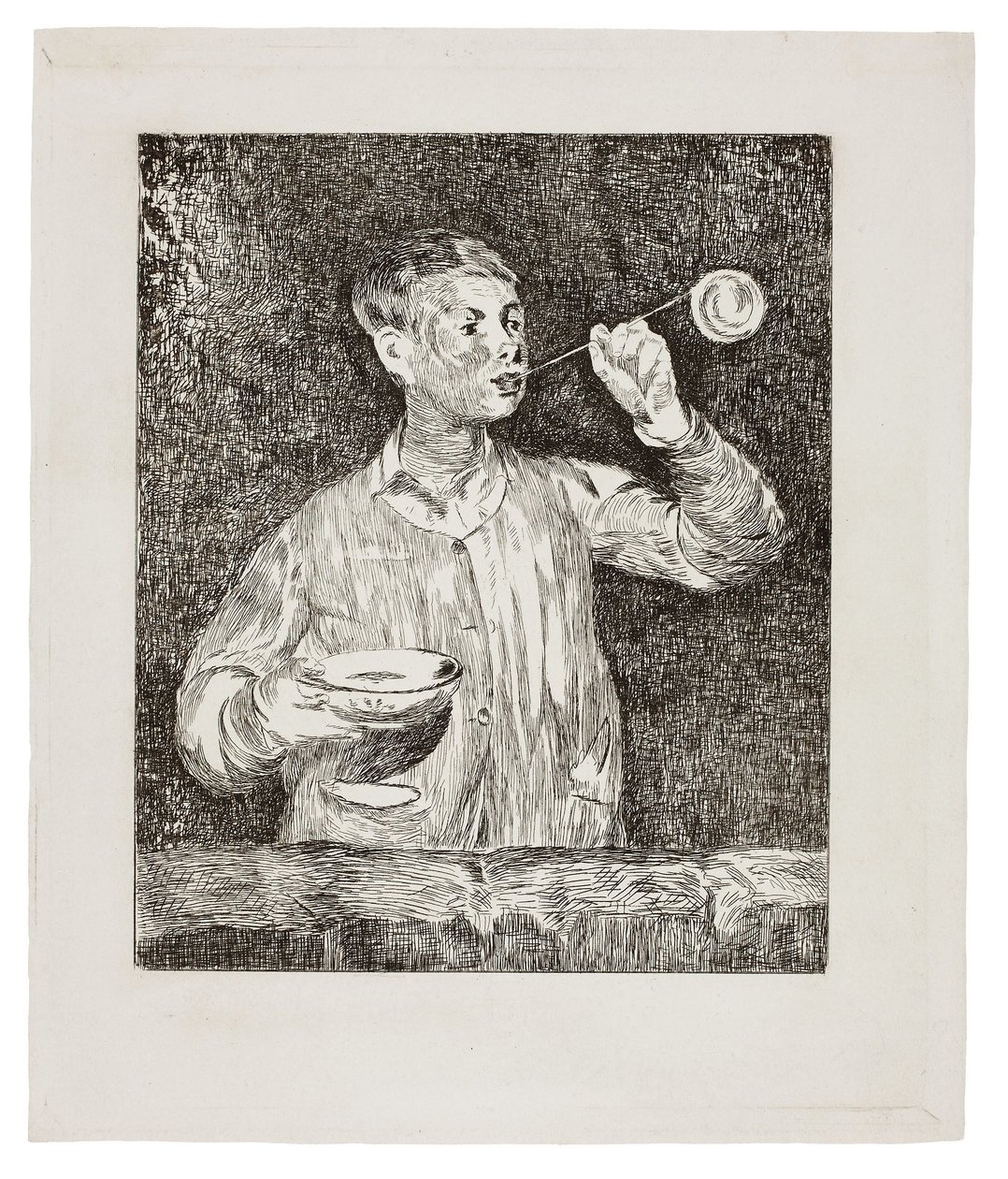 Junge, der Seifenblasen bläst von Édouard Manet