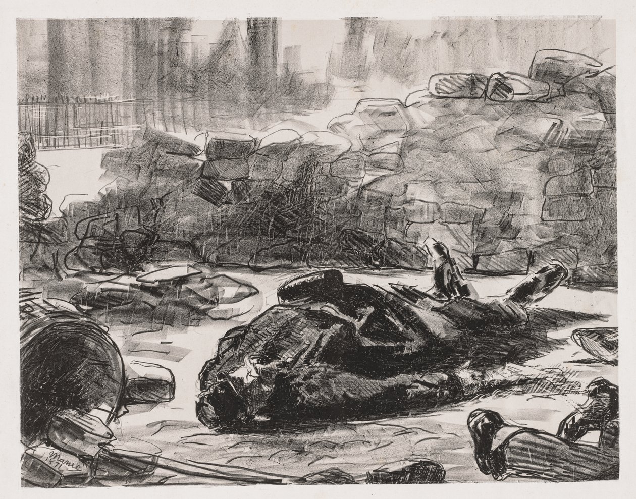 Bürgerkrieg (Szene der Pariser Kommune) von Édouard Manet