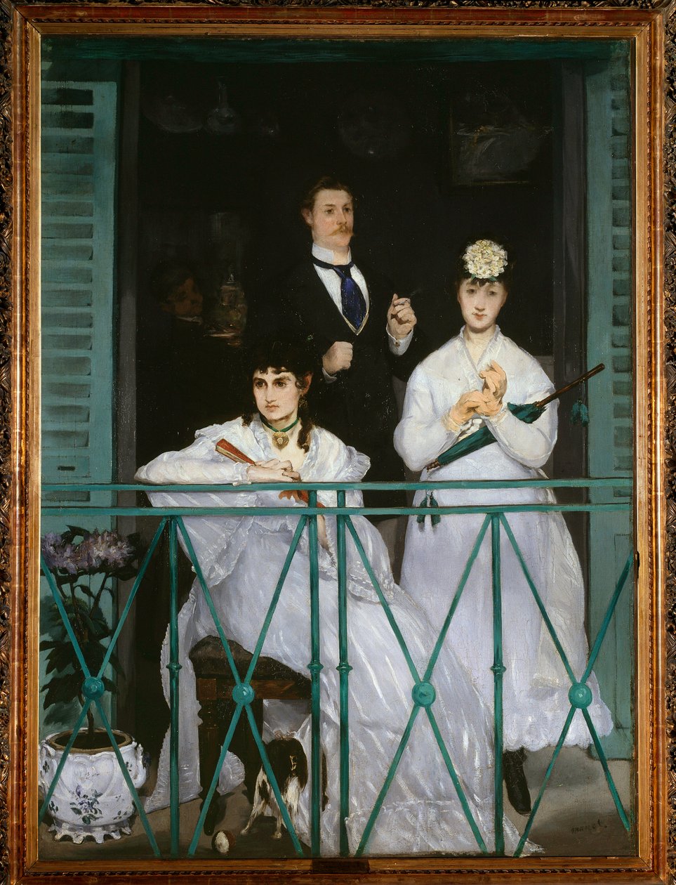 Der Balkon (Porträts von Berthe Morisot, Fanny Claus, Antoine Guillemet und Leon Leenhoff) von Édouard Manet