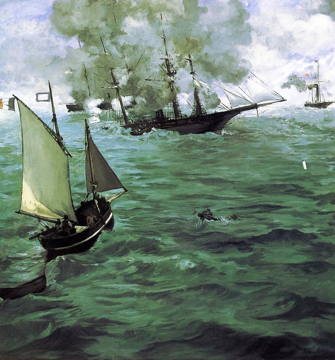 Die Schlacht zwischen der Kearsarge und der Alabama von Édouard Manet