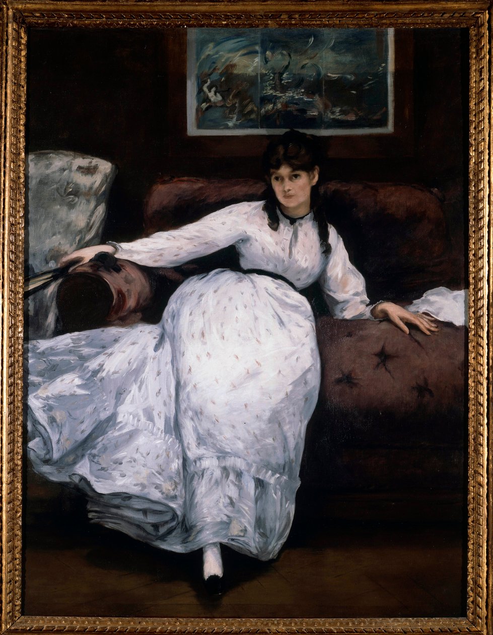 Die Ruhe (Porträt der Malerin Berthe Morisot auf einer Couch) von Édouard Manet
