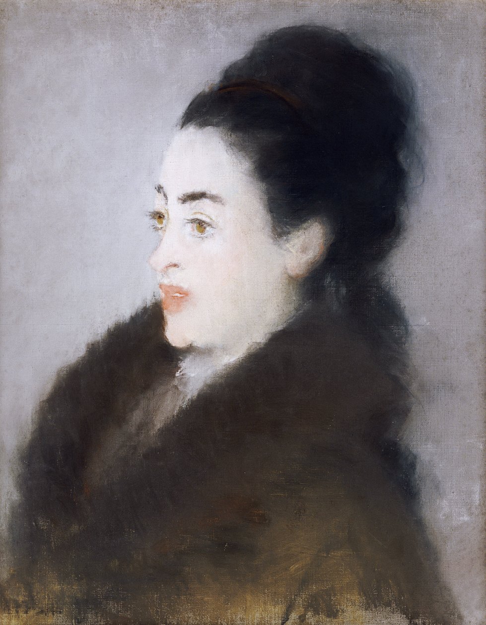 Frau im Pelzmantel im Profil, 1879 von Édouard Manet