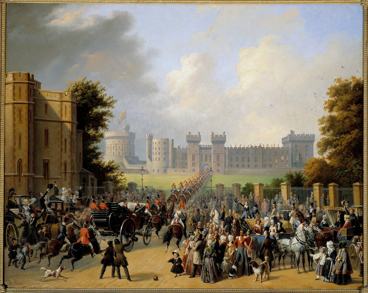 Ankunft von Louis Philippe I. (1773-1850) im Schloss Windsor 8/10/1844 von Edouard Pingret