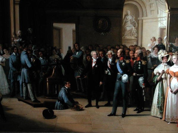 Zar Alexander I. (1777-1825) besucht das Pariser Hotel de La Monnaie am 25. Mai 1814 von Edouard Pingret