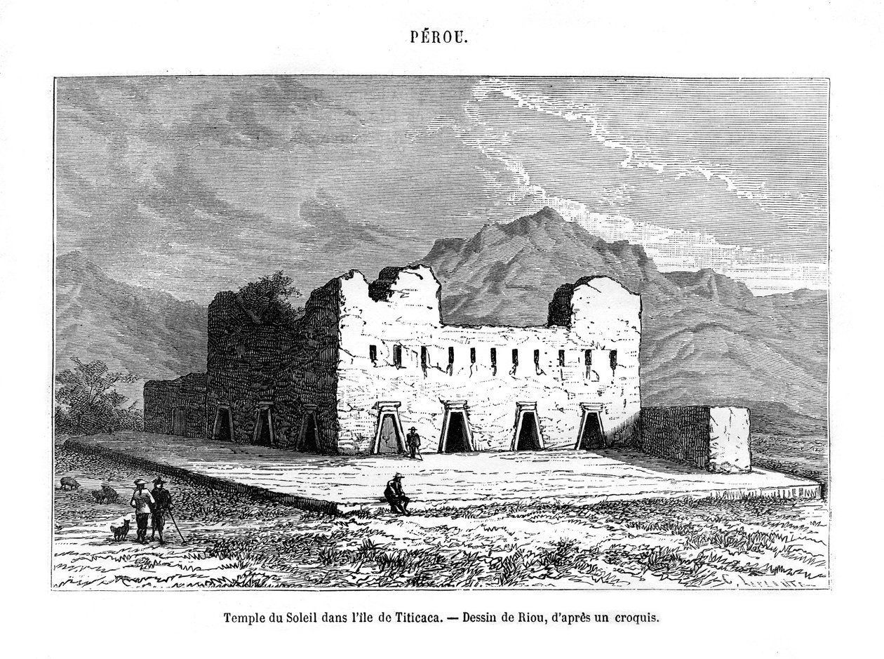 Der Sonnentempel auf der Insel Titicaca, Peru, 19. Jahrhundert von Edouard Riou