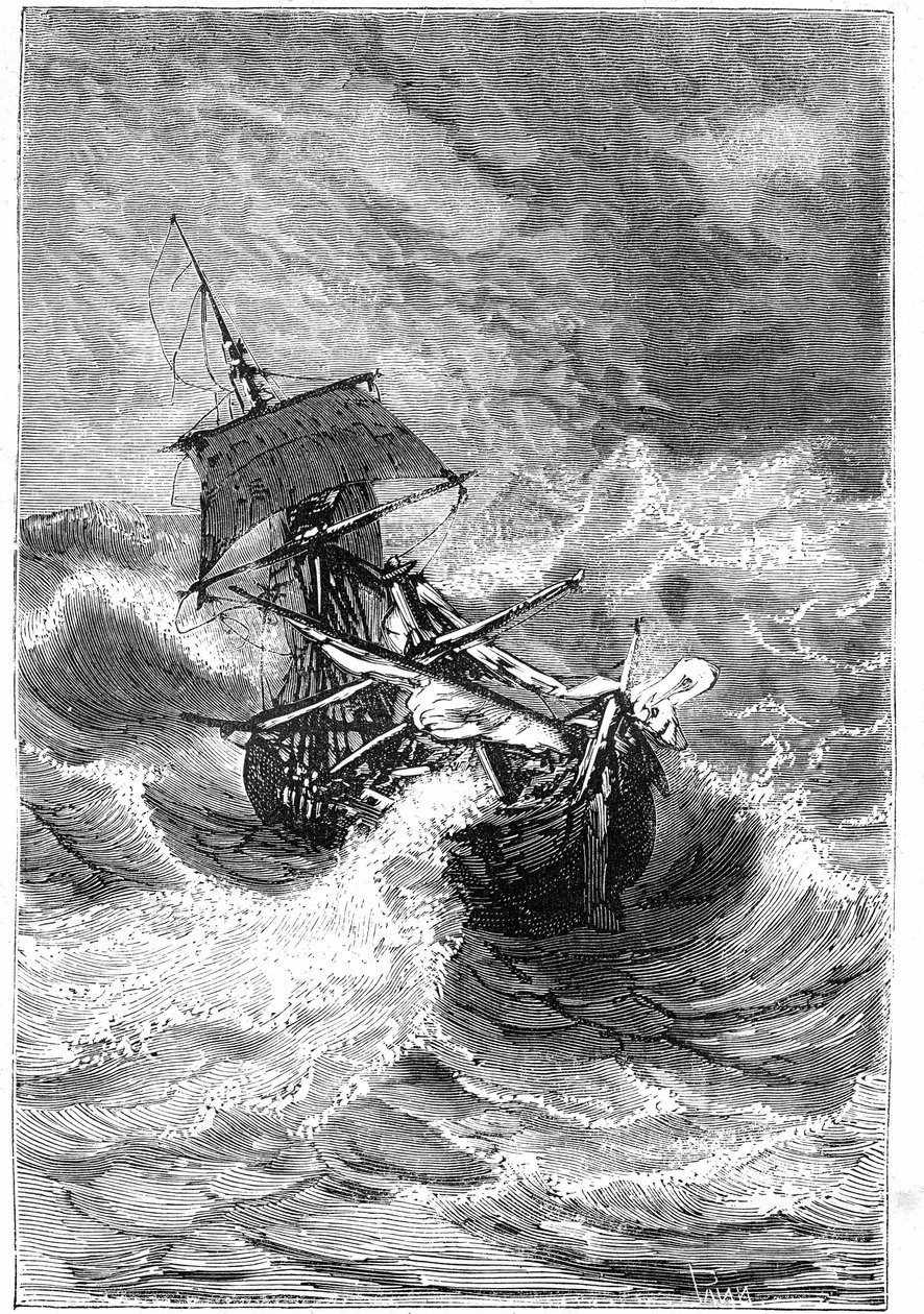 Vignette aus Jules Vernes Buch „Die Kinder des Kapitän Grant, Reise um die Welt“, 1867 von Edouard Riou