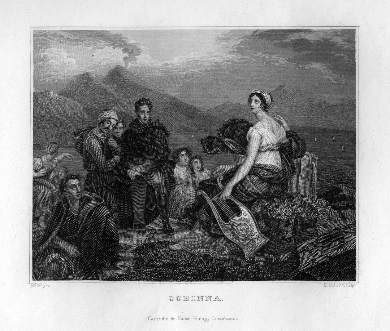 Corinna, antike griechische Dichterin, ca. 1833 von Edouard Schuler