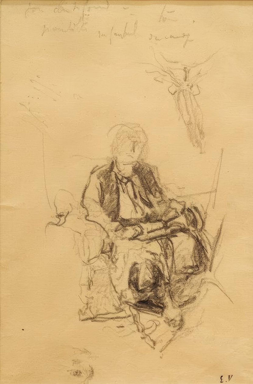 Madame Bénard sitzend mit gezeichnetem Schal von Edouard Vuillard