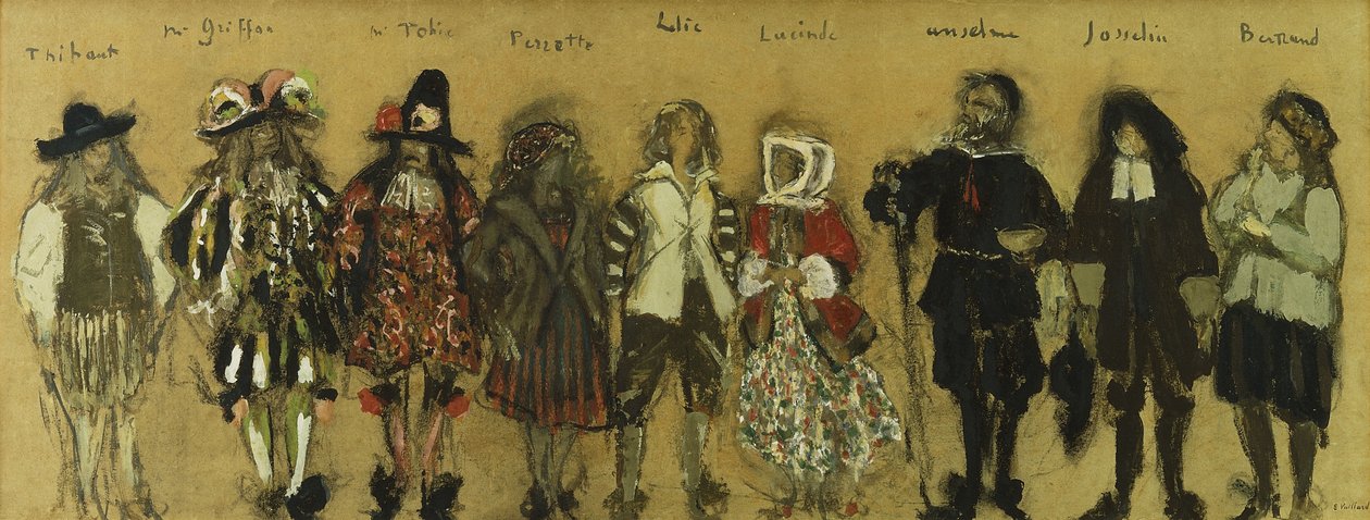 Studie für Kostüme für neun Schauspieler in "La Coupe Enchantee" von Jean de la Fontaine von Edouard Vuillard