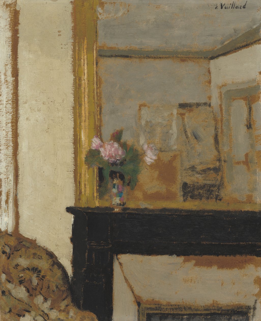 Blumenvase auf einem Kaminsims, ca. 1900 von Edouard Vuillard