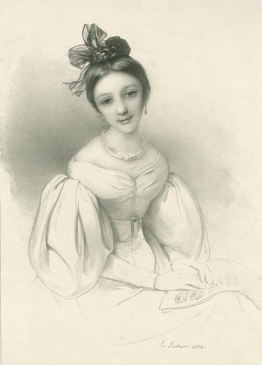 Porträt von Clara Wieck-Schumann 1819-1896, 1832 von Eduard Clemens Fechner