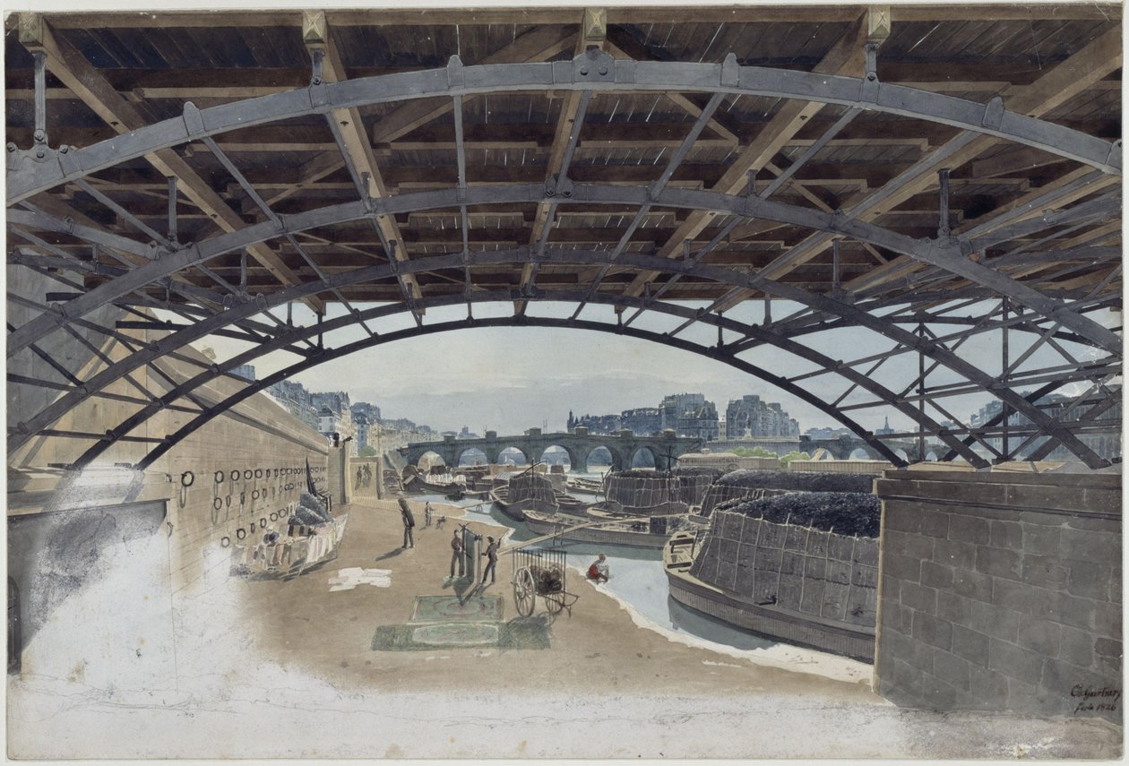 Unter der Pont des Arts mit Blick auf Pont-Neuf und die Seine-Insel in Paris von Eduard Gaertner