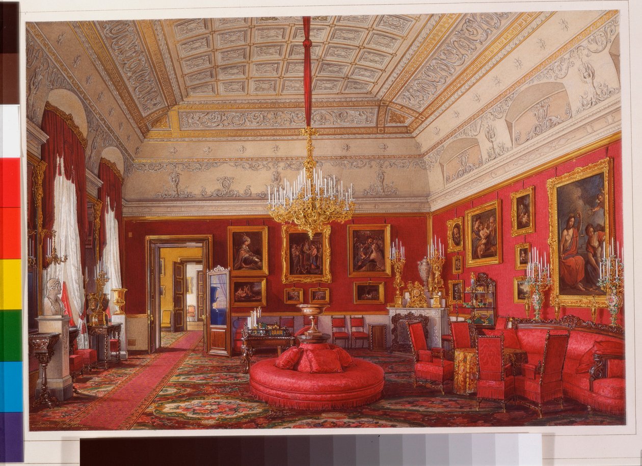 Interieur des Winterpalastes: Das erste reservierte Apartment - Das große Arbeitszimmer von Großfürstin Maria Nikolajewna von Eduard Hau
