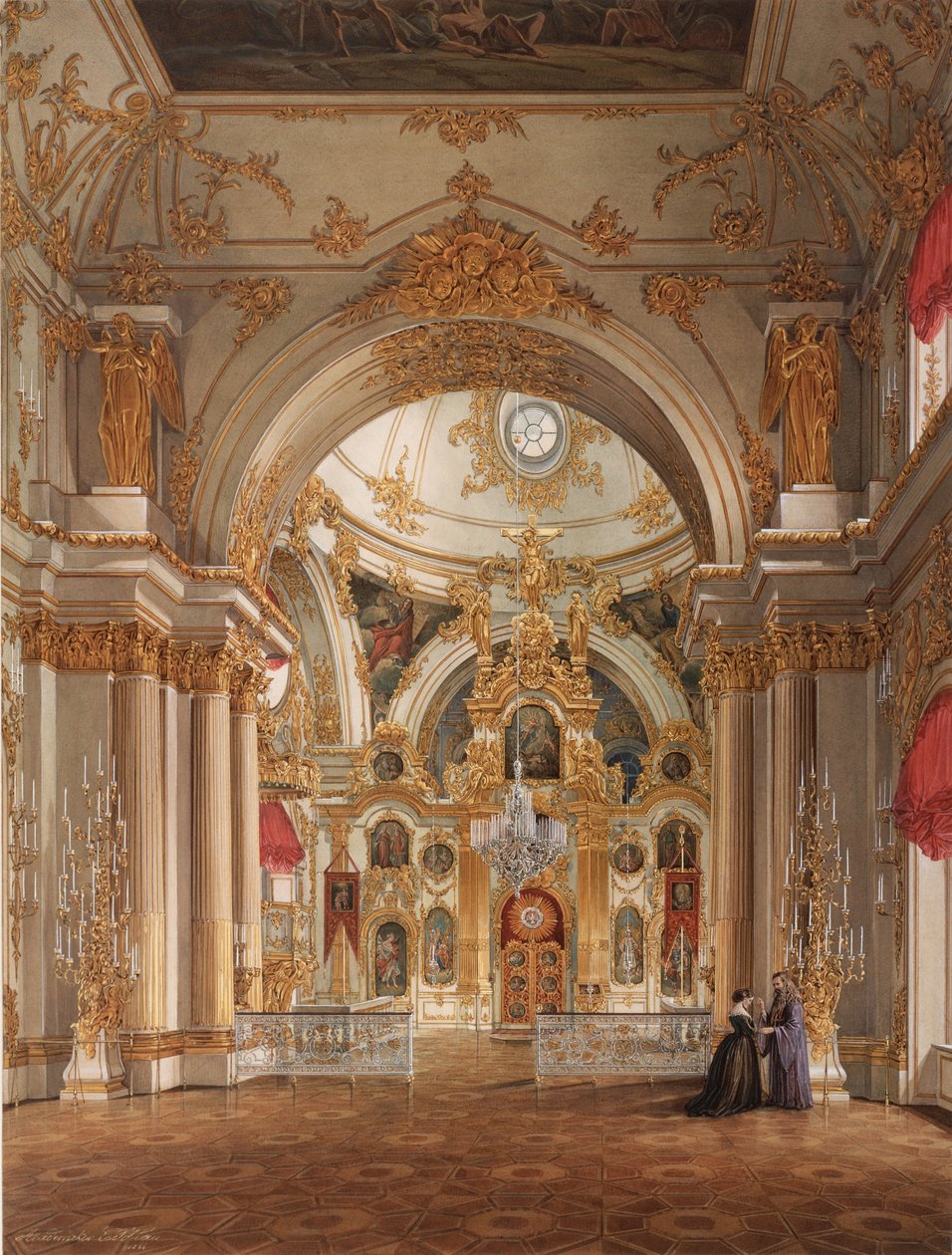 Innenräume des Winterpalastes. Die Kathedrale im Winterpalast, 1860er von Eduard Hau