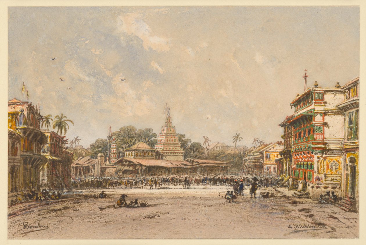 Straße in Bombay von Eduard Hildebrandt
