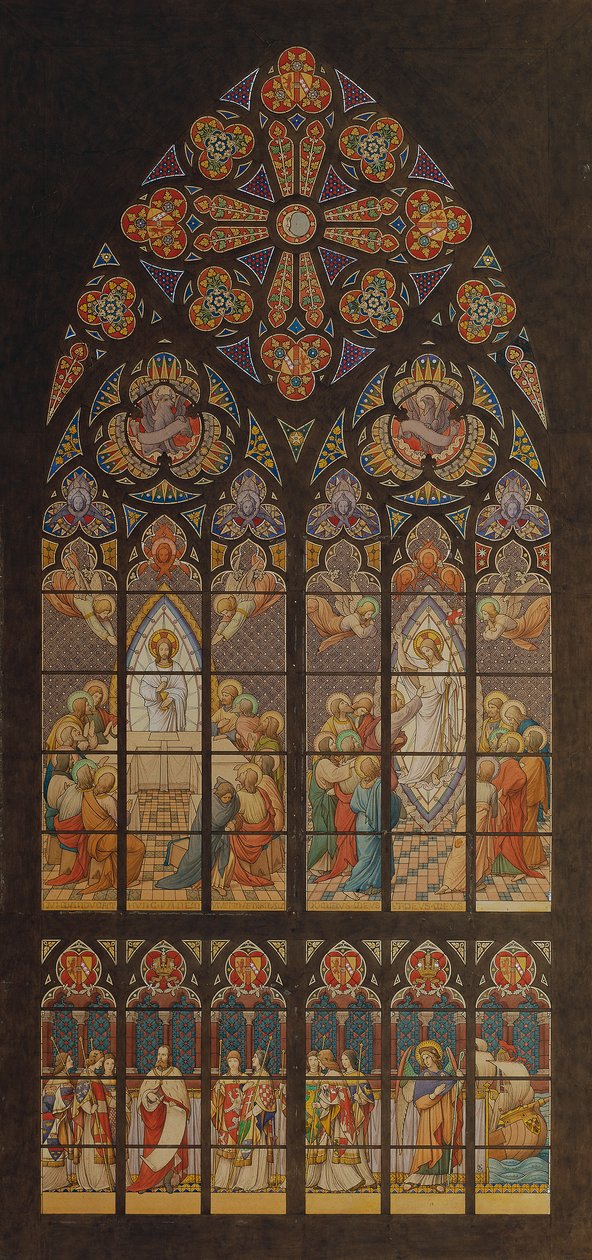 Entwurf für ein Glasfenster der Votivkirche in Wien von Eduard Jakob von Steinle