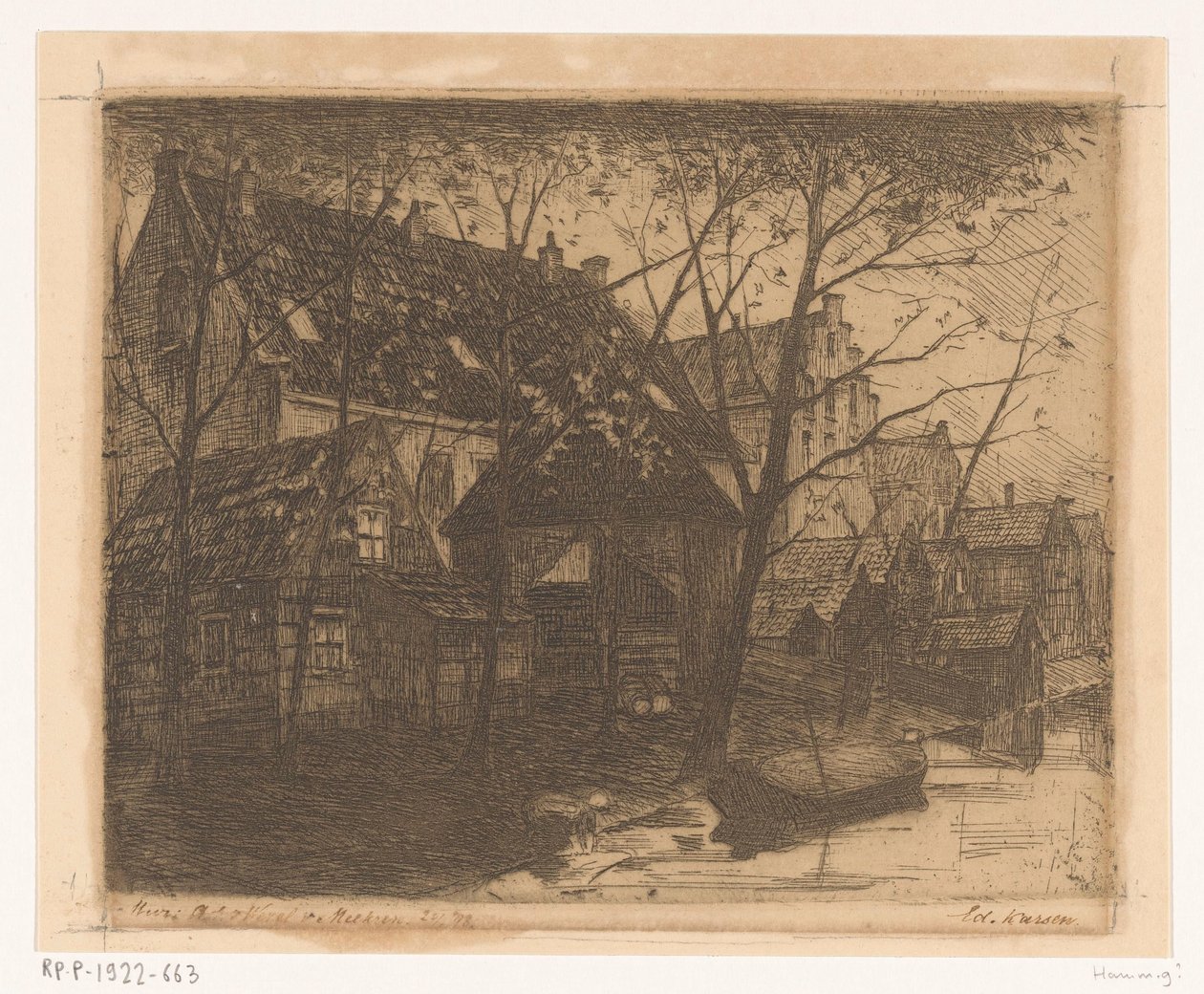 Rückseiten von Häusern am Wasser von Eduard Karsen (signed by artist)