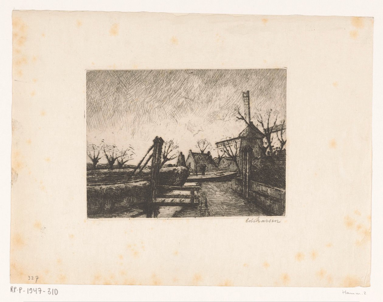 Pfad mit Brücke entlang eines Grabens von Eduard Karsen (signed by artist)