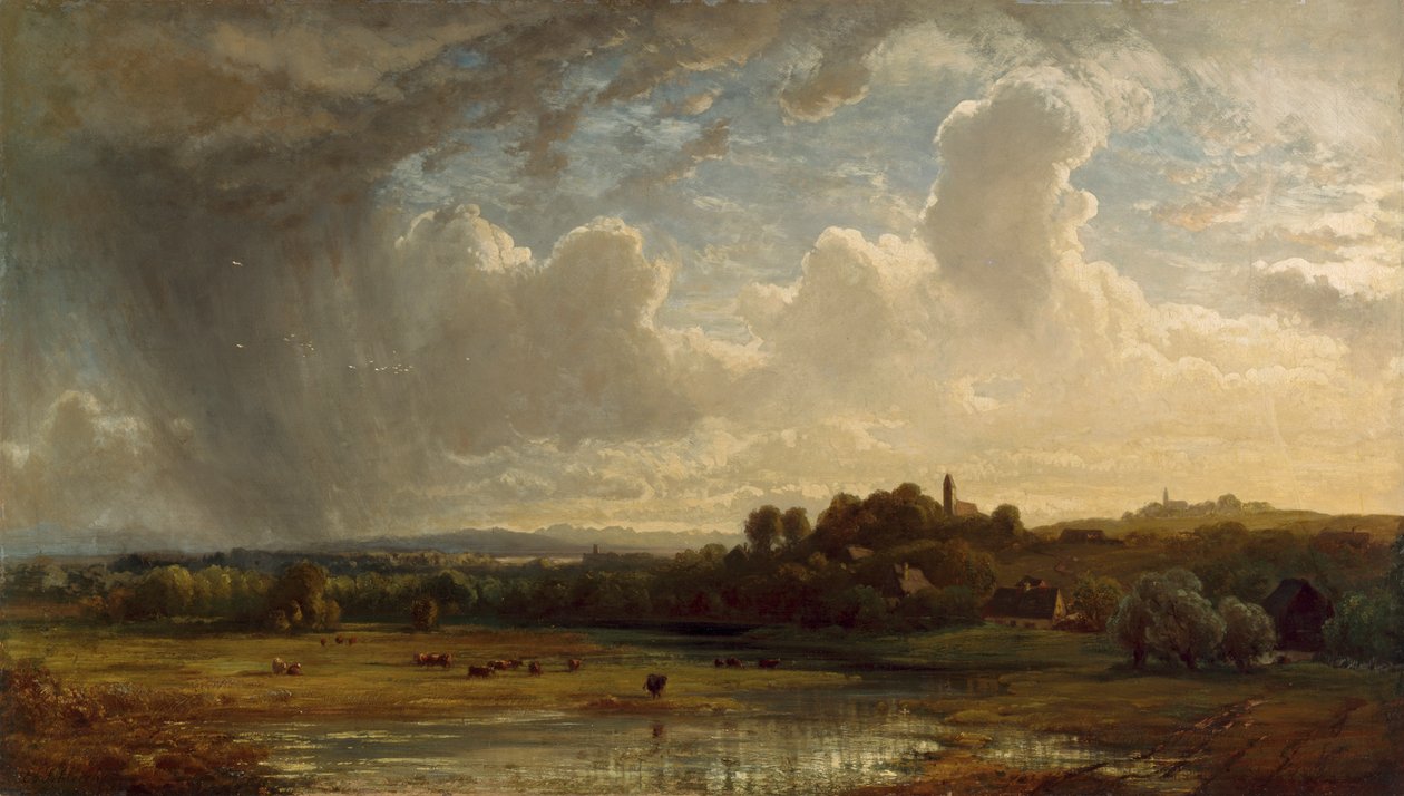 Oberbayrische Flusslandschaft bei Gewitter von Eduard Schleich der Ältere